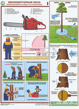 ПС25 Бензомоторная пила. безопасность работ на лесосеке (ламинированная бумага, А2, 3 листа) - Плакаты - Безопасность труда - Магазин охраны труда ИЗО Стиль